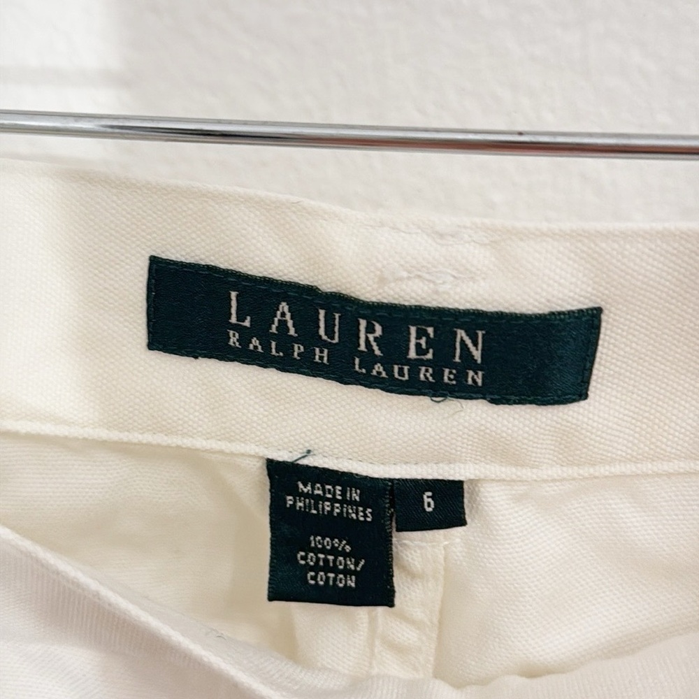 LAUREN RALPH LAUREN Wide Leg Ivory Cotton Pants High Rise Size 6 NWT - Picture 6 of 7